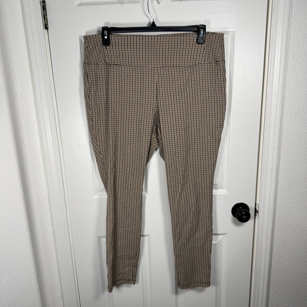 Worthington Women's‎ Brown Houndstooth Checkered Trousers